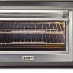 Alternative view of Wolf Gourmet Elite Digital Countertop Convection Toaster Oven with Temperature Probe, Stainless Steel and Red Knobs (WGCO150S)
