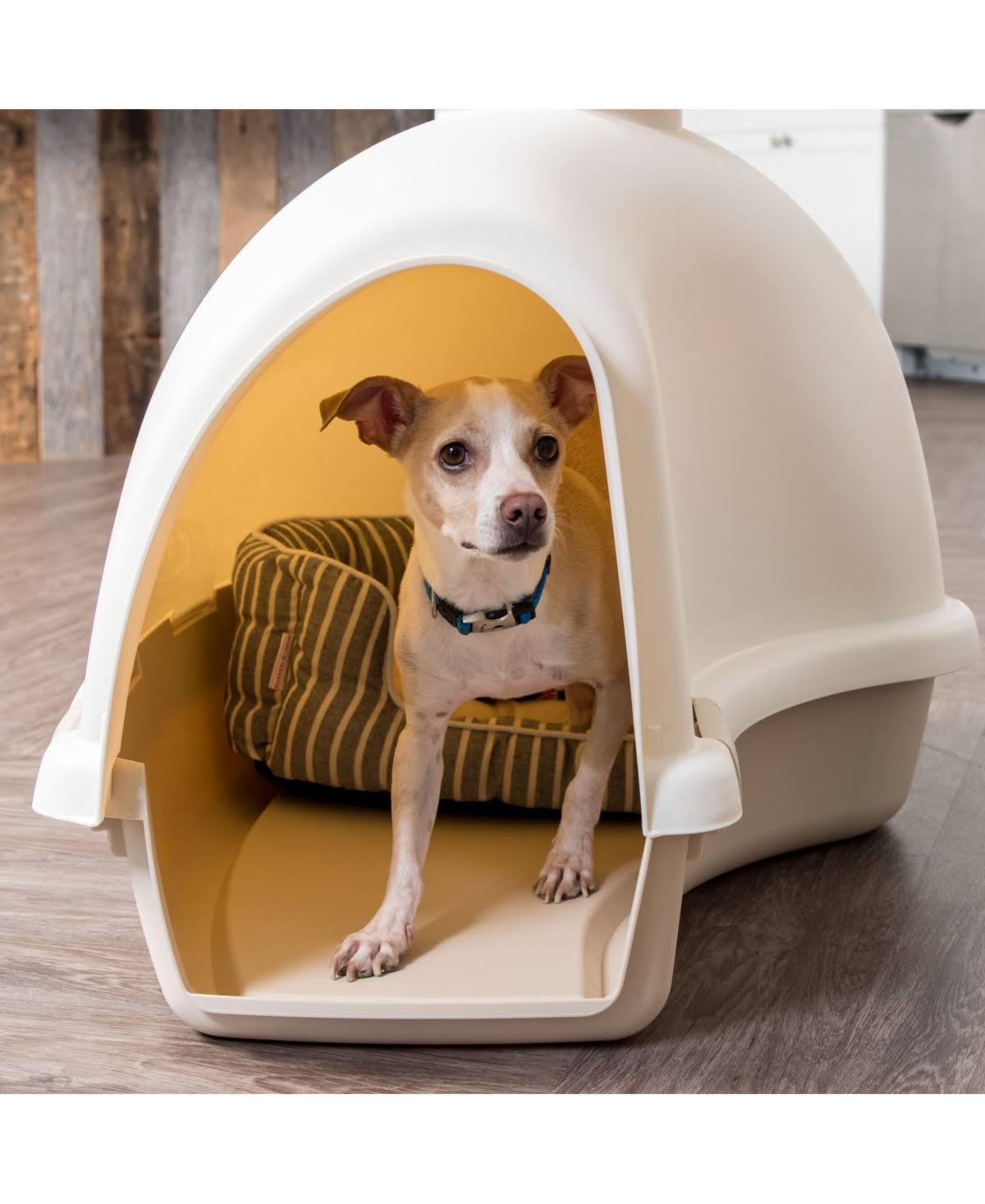 Iris Large Igloo Shaped Dog House, white/almond - Image 5