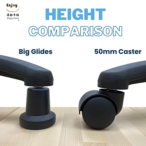 Enjoy Caster | 2.5 Inch Office Chair Casters for Herman Miller Aeron Steelcase Leap Chair | Dual Injection Polyurethane Wheels for Hardwood Floors | Universal Stem Size 7/16 Chairs (6506BUB-23) - Image 4