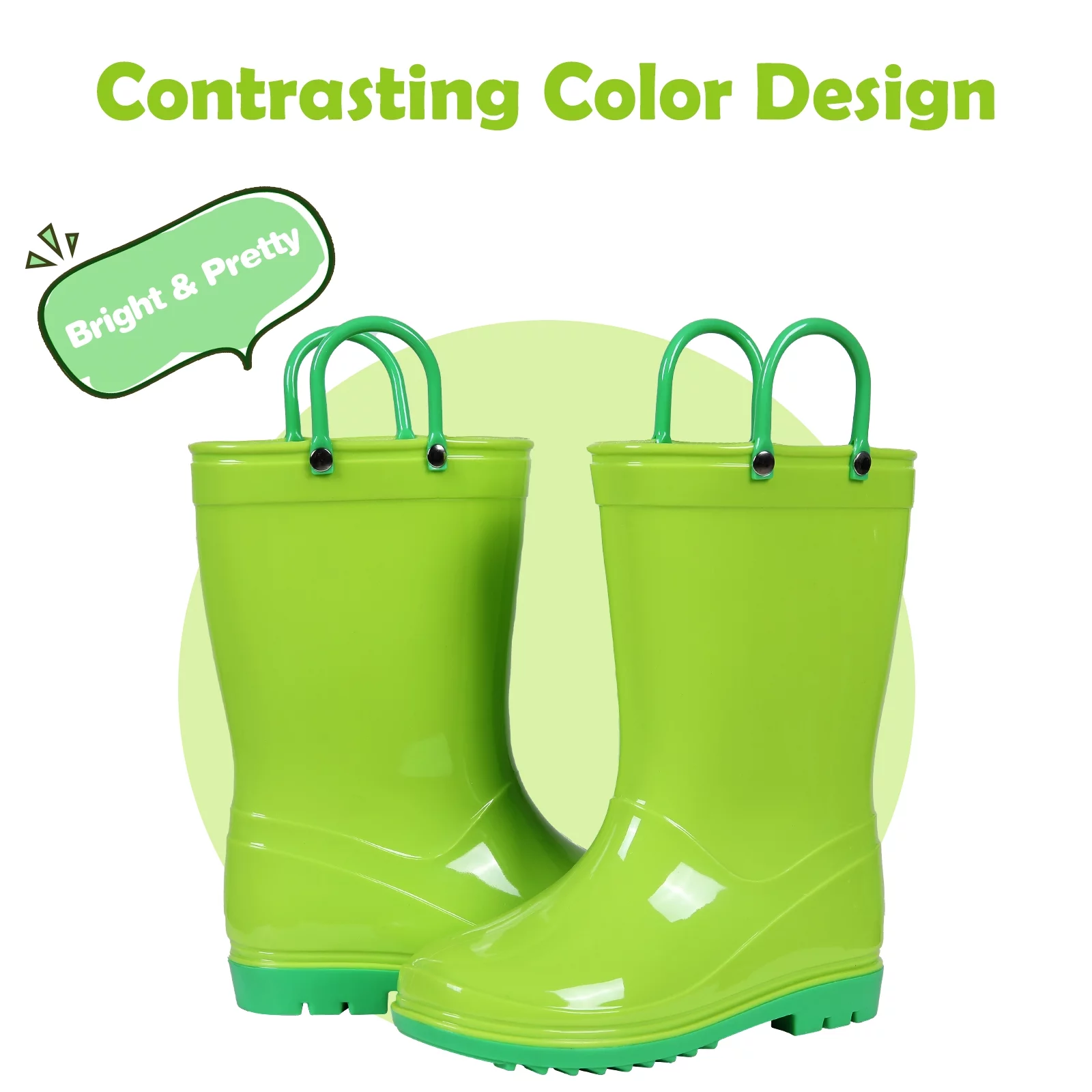 Litfun Toddler Kids Rain Boots for Boys Girls, Size 8 Toddler, Green - Image 6