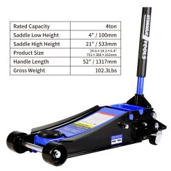 Alternative view of CQSXDA Floor Jack, 4 Ton Low Profile Floor Jack, Heavy-Duty Steel Racing Floor Jack with dual Piston Quick Lift Pump, Floor Jack Lifting Range 4-21
