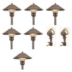Hampton Bay Low-Voltage Bronze Outdoor LED Landscape Path Light Kit 8-pack