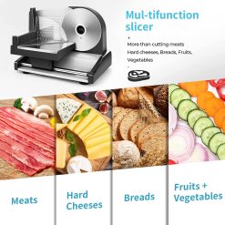 Alternative view of Meat Slicer, 7.5 Electric Deli Food Slicer with 2 Removable Stainless Steel Blades, Adjustable Thickness Meat Slicer for Home Use, Cuts Frozen Meat, Cheese, Bread, Vegetables, Easy to Clean, Black