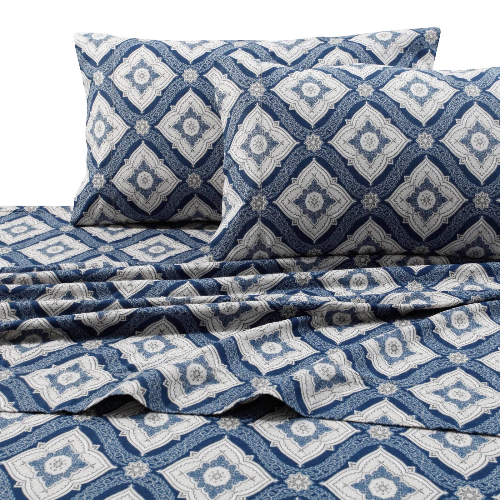200-gsm Damask Printed Deep Pocket Flannel Sheet Set King - Image 6