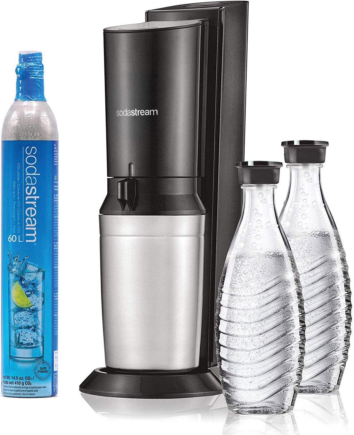 SodaStream Aqua Fizz Sparkling Water Machine (Black) with Co2 & Glass Carafes - Image 2