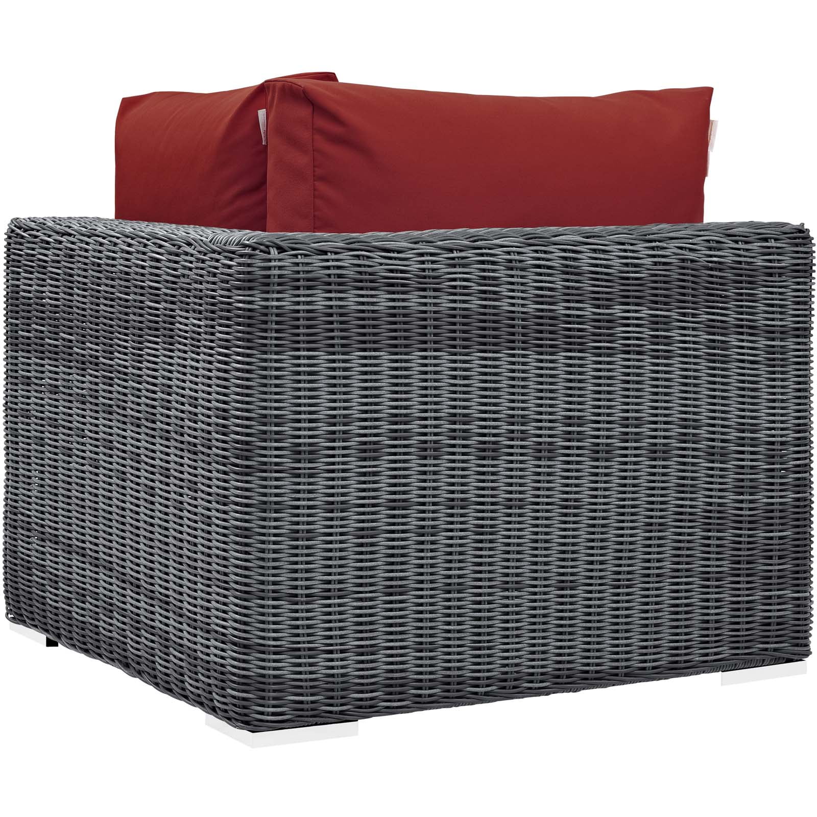 Modern Contemporary Urban Design Outdoor Patio Balcony Garden Furniture Sofa Corner Chair, Sunbrella Rattan Wicker, Red - Image 3