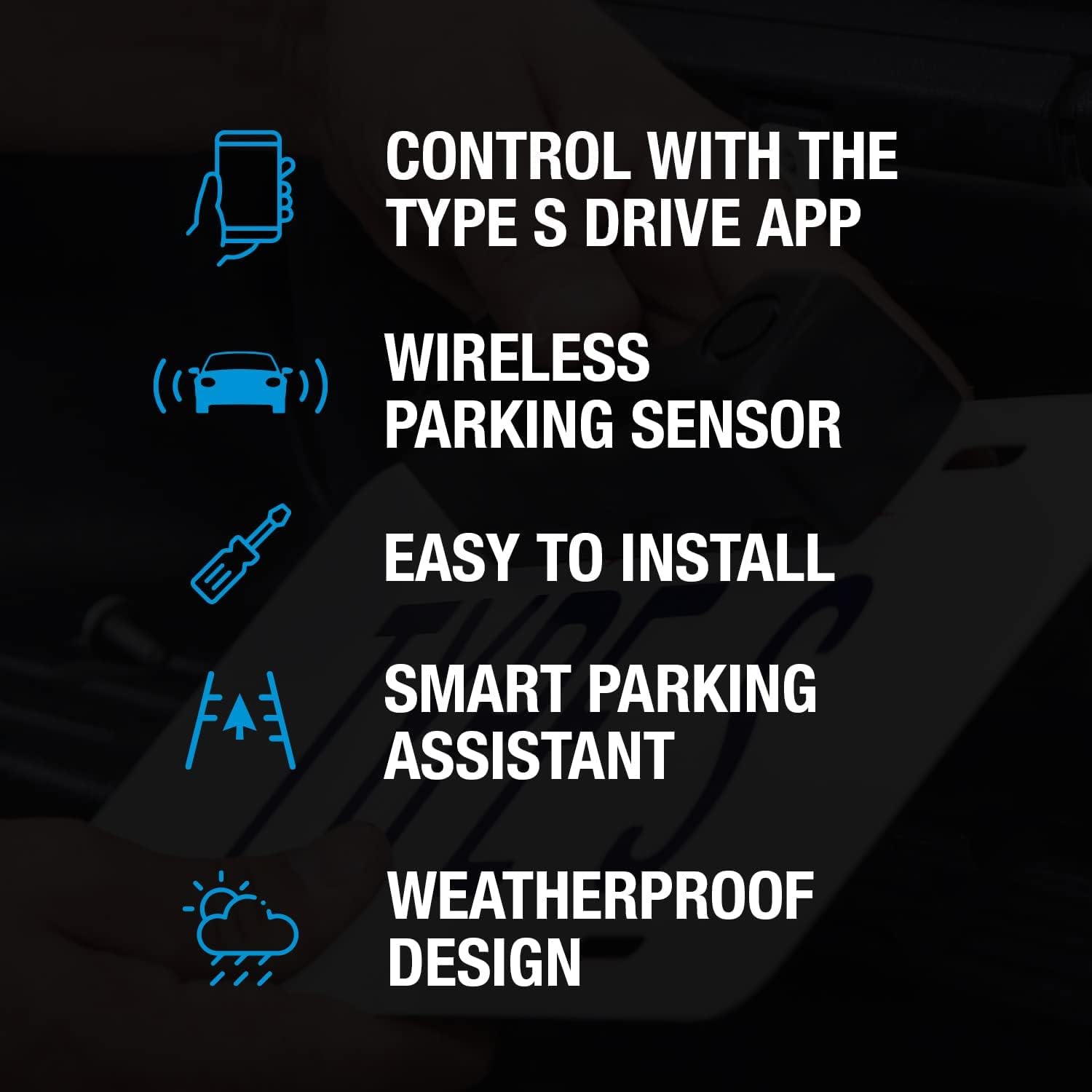 Type S Smart Wireless Parking Sensor, Bluetooth Solar Powered Wireless Parking Sensor Kit Car Vehicle Reversing Radar System Pack of 2 - Image 2