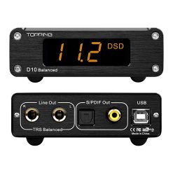 Topping D10 Balanced USB Converter HiFi Converters TRS/XLR/Opt/Coax Output ES9038Q2M XMOS XU208 PCM384KHz DSD256 Digital to Analog Converter Home Audio DAC (Black)