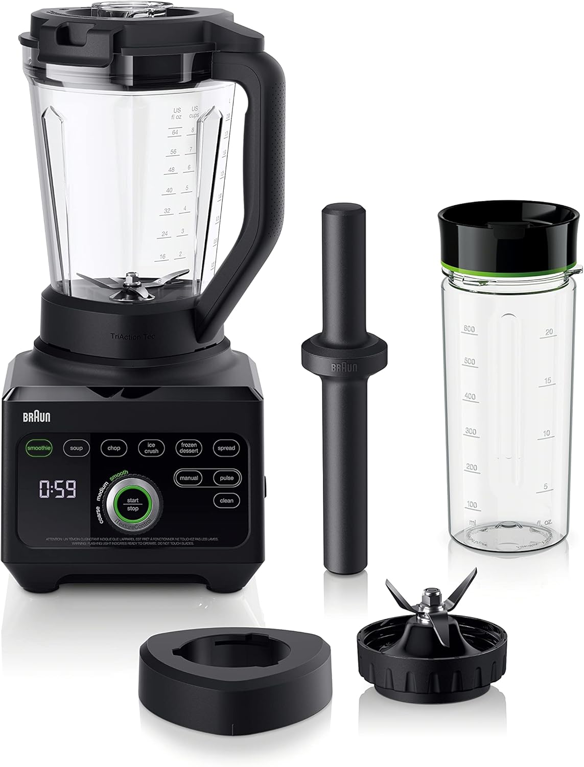 Braun JB9041BK TriForce Power Blender with Smoothie2Go, Black