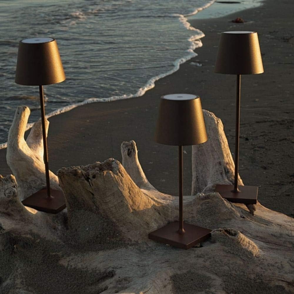 Zafferano Poldina Pro LED Table Lamp (Color: BORDEAUX) Touch On/Off, Touch Dimmable, Powder Coated Aluminum, IP54 Protection, Indoor / Outdoor, Contact Charging Base, USA Plug - Image 5