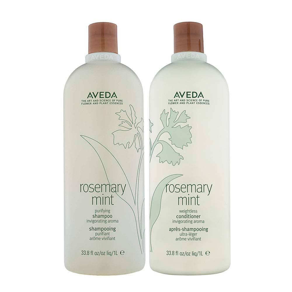 Aveda Mint Purifying Shampoo and Weightless Conditioner Duo LITER, Rosemary