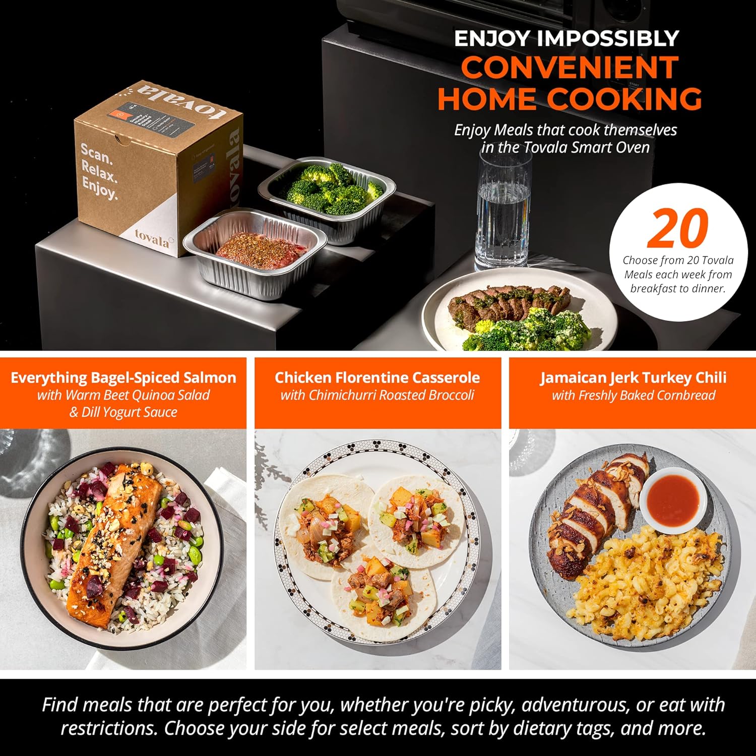 Tovala Gen 2 Smart Steam Large Countertop WiFi Oven | 5 Mode Programmable Oven and Smartphone Controlled | Toast, Steam, Bake, Broil and Reheat | Black & Stainless Steel Convection and Toaster Oven - Image 2
