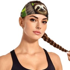 Alternative view of Elastic Exercise Headband for Men & Women Moisture Wicking Athletic for Running, Gym, Working Out Cute Sloth Pattern