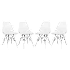 Dover Molded Side Chair with Acrylic Base, Set of 4 – Clear