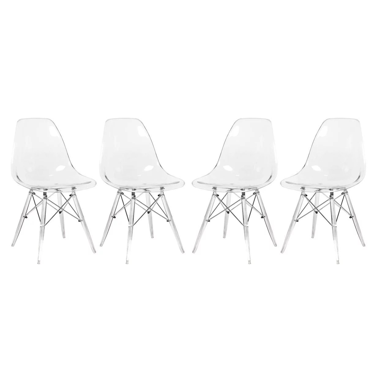 Dover Molded Side Chair with Acrylic Base, Set of 4 – Clear