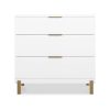 Delta Children Hendrix 3 Drawer Dresser in Bianca White/Bronze
