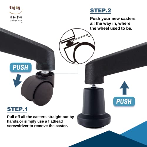 Enjoy Caster | 2.5 Inch Office Chair Casters for Herman Miller Aeron Steelcase Leap Chair | Dual Injection Polyurethane Wheels for Hardwood Floors | Universal Stem Size 7/16 Chairs (6506BUB-23) - Image 5