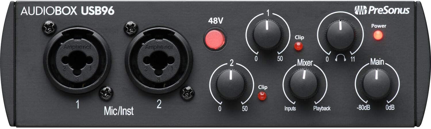 PreSonus AudioBox 96 Audio Interface (May Vary Blue or Black) Full Studio Bundle with Studio One Artist Software Pack with Eris 4.5 BT Pair Studio Bluetooth Monitors and 1/4?? Instrument Cable - Image 8