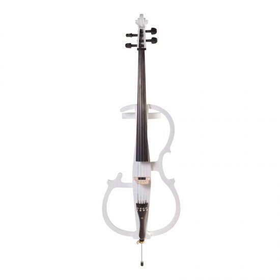 Cecilio CECO-2WH Full Size 4/4 Ebony Electric Silent Pearl White Cello in Style 2 +Soft Case, Bow u0026 Accessories - Image 2