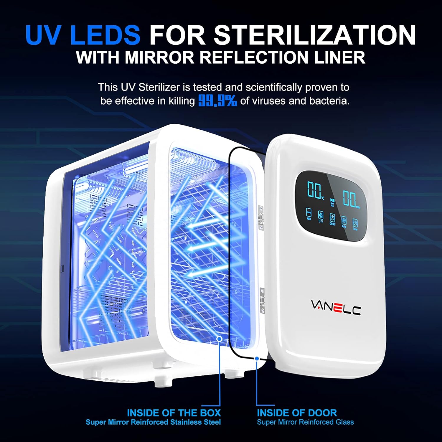 Baby Bottle Sterilizer and Dryer, 18L UV Light Sanitizer Box Kills Up to 99.9% of Bacteria & Viruses, Clinically Proven 360 Degree Sterilizer for Newborn Feeding Bottles, Home Disinfection, BPA-Free - Image 3
