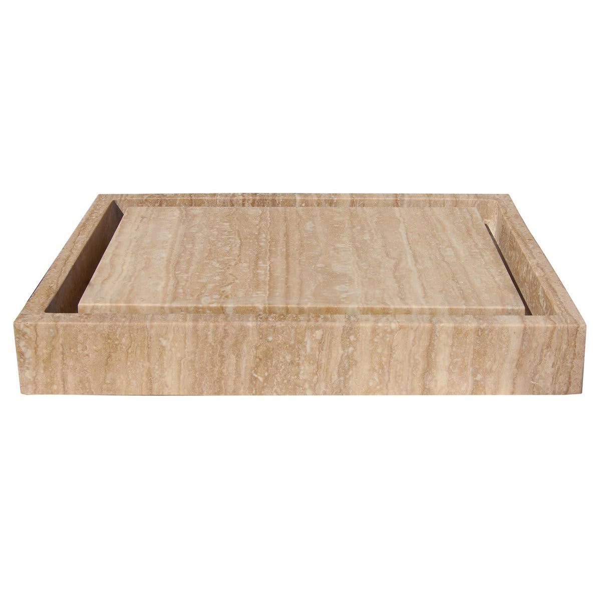 Eden Bath Rectangular Infinity Pool Sink – Honed Beige Travertine