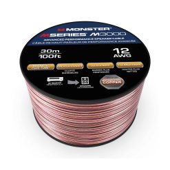 Monster Compact High Performance XP Speaker Wire Cable Spool – Oxygen-Free Copper Speaker Cable – [100 FT] [14 Gauge AWG]