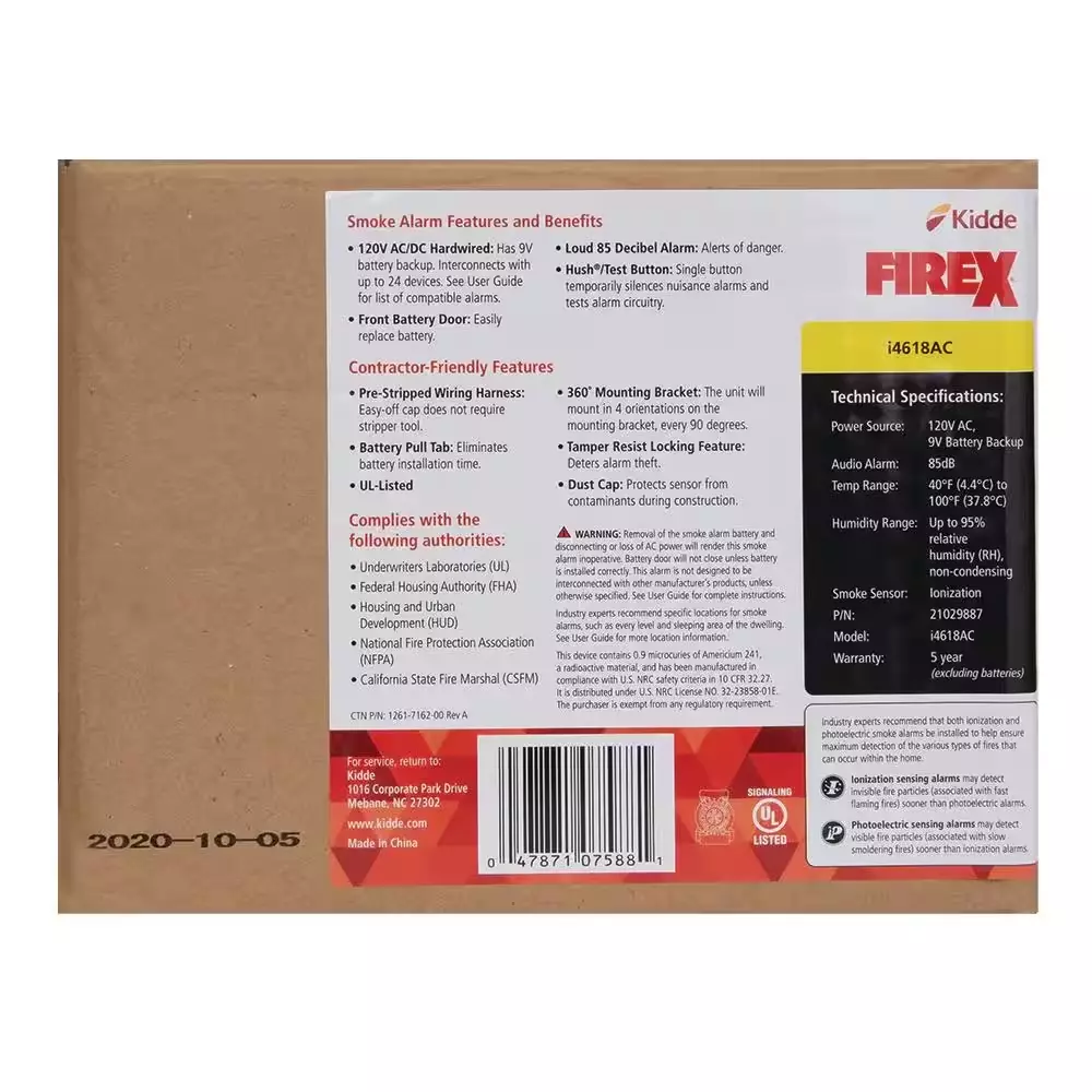 2025 Firex 4-Pack Hardwired Smoke Detector with Ionization Sensor - Image 5