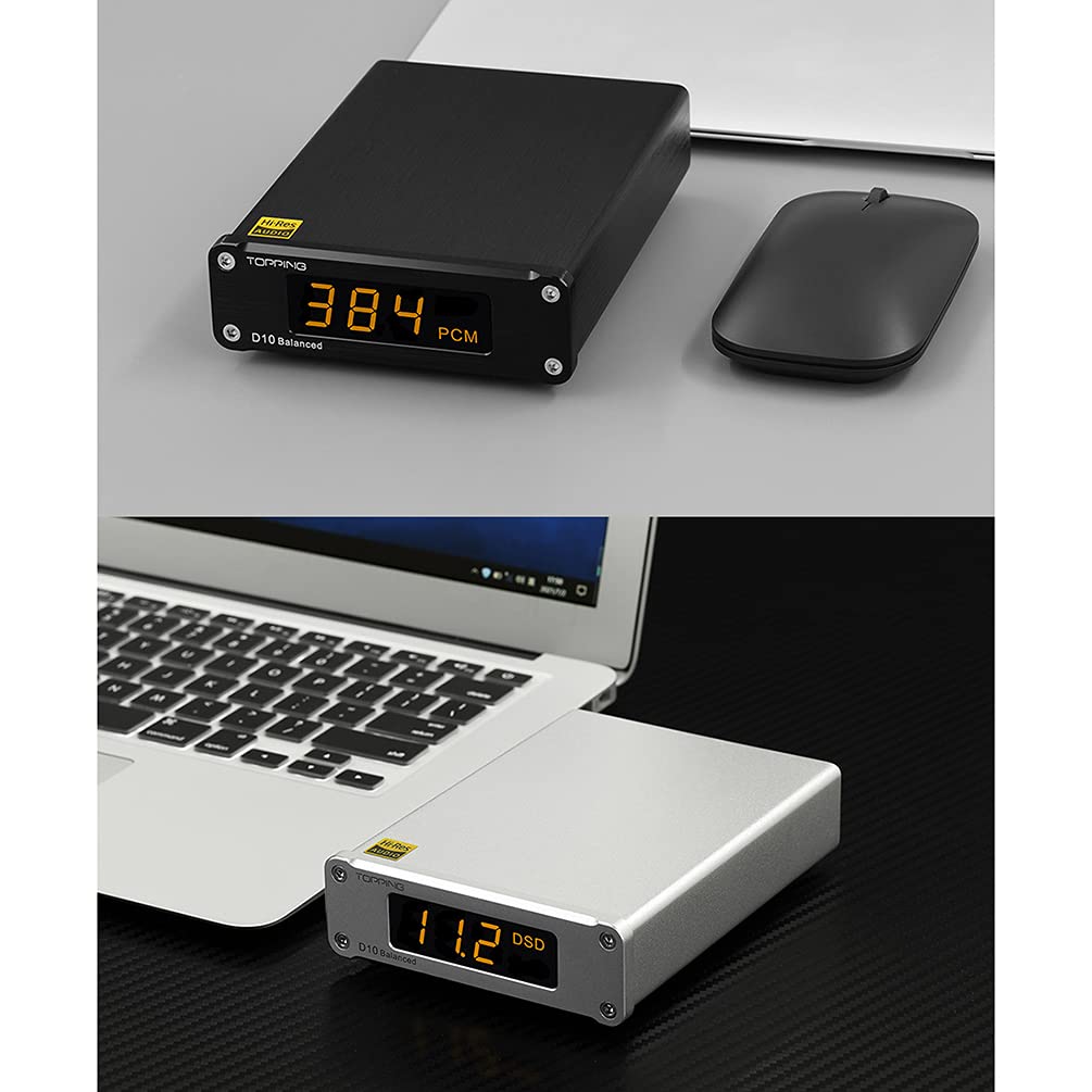 Topping D10 Balanced USB Converter HiFi Converters TRS/XLR/Opt/Coax Output ES9038Q2M XMOS XU208 PCM384KHz DSD256 Digital to Analog Converter Home Audio DAC (Black) - Image 7