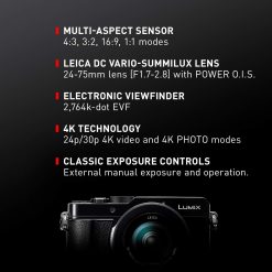 Alternative view of Panasonic Lumix LX100 II Large Four Thirds 21.7 MP Multi Aspect Sensor 24-75mm Leica DC VARIO-SUMMILUX F1.7-2.8 Lens Wi-Fi and Bluetooth Camera with 3 LCD, Black (DC-LX100M2)