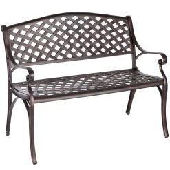 Patio Sense Cast Aluminum Patio Bench, Antique Bronze