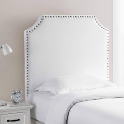 Bevel Tacked White Plush College Headboard – Headboard with Legs
