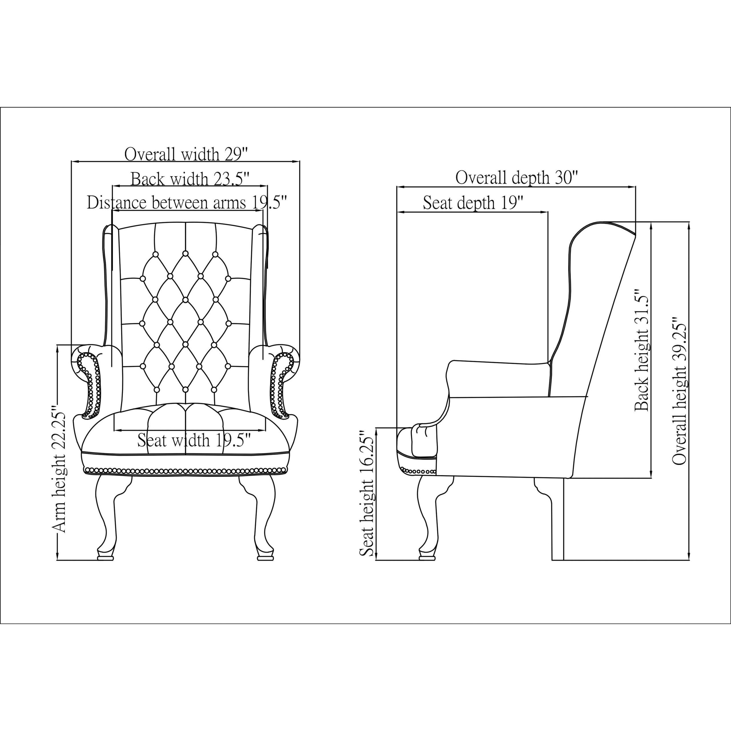 Lorell 777 QA Queen Anne Wing Back Reception Chair - Image 2