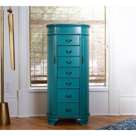 Hives and Honey Daley Oval Standing Jewelry Armoire, Turquoise, Blue