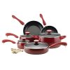 Paula Deen Signature Porcelain 15-Piece Nonstick Cookware Set, Red/Black