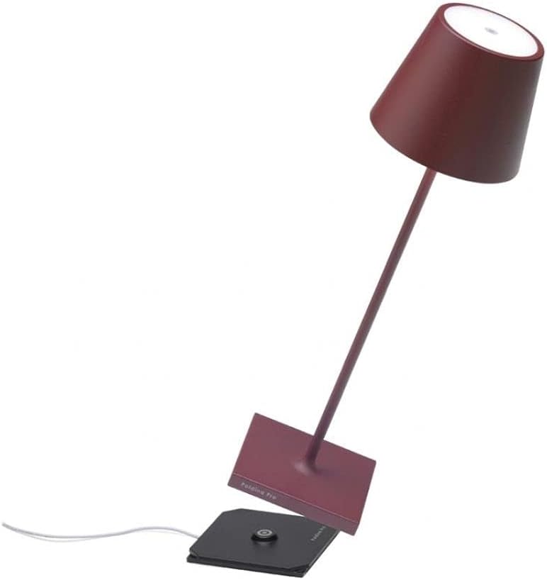 Zafferano Poldina Pro LED Table Lamp (Color: BORDEAUX) Touch On/Off, Touch Dimmable, Powder Coated Aluminum, IP54 Protection, Indoor / Outdoor, Contact Charging Base, USA Plug - Image 3