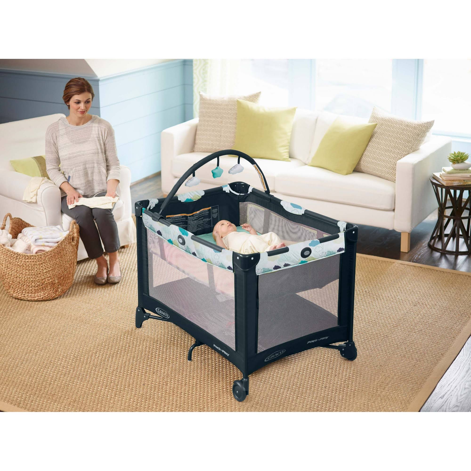 Graco Pack &n Play Playard with Automatic Folding Feet – Stratus , Gray - Image 6