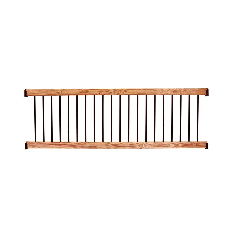 DeckoRail 8 ft. Aluminum Cedar-Tone Southern Yellow Pine Deck Railing Kit 298648