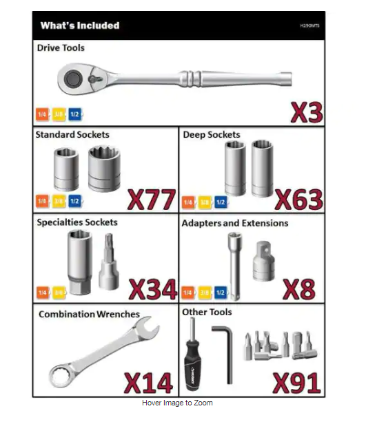 Husky H290MTS Mechanics Tool Set (290-Piece) - Image 3