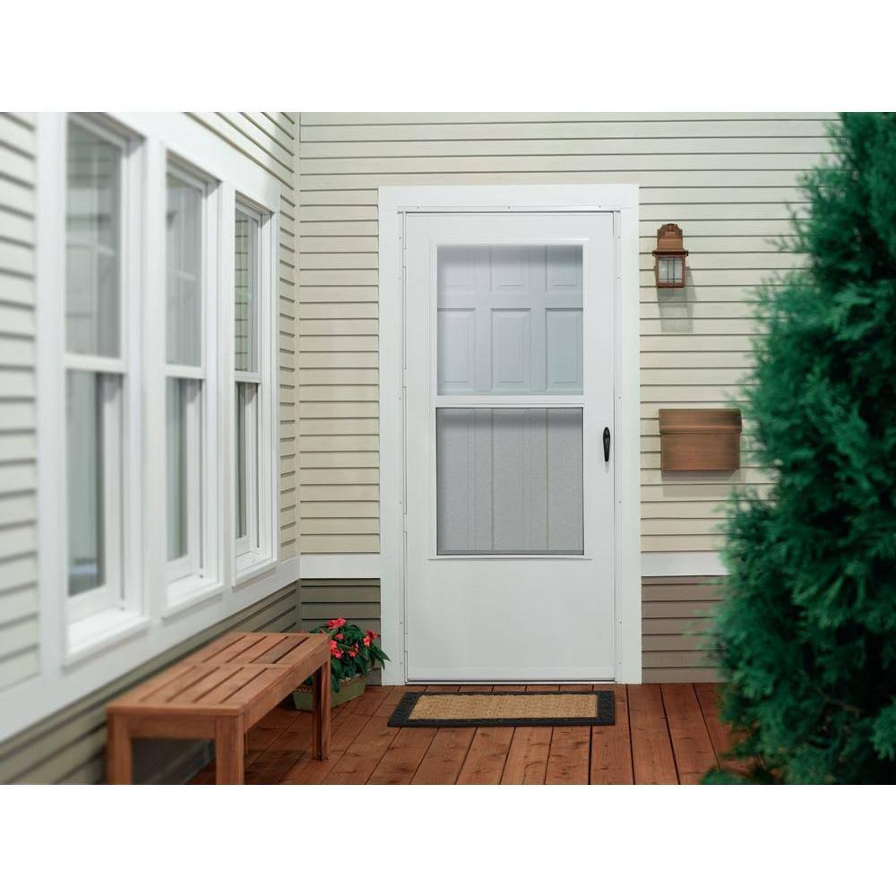Emco 36 in. x 80 in. 100 Series White Self-Storing Storm Door - Image 6