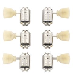 Gibson Deluxe Yellow Key Tuner Set, Vintage Nickel