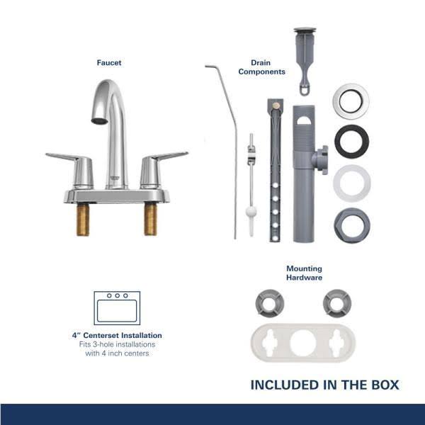 Grohe Veletto 4 in. Centerset 2-Handle High-Spout Bathroom Faucet in Starlight Chrome 20582000 - Image 3