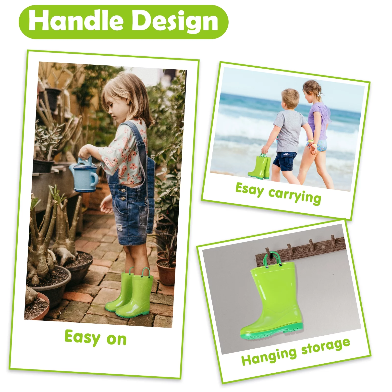 Litfun Toddler Kids Rain Boots for Boys Girls, Size 8 Toddler, Green - Image 7