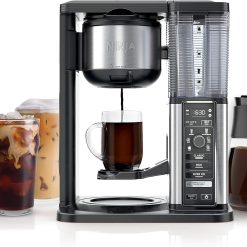 Ninja CM401 Specialty 10-Cup Coffee Maker, with 4 Brew Styles for Ground Coffee, Built-in Water Reservoir, Fold-Away Frother & Glass Carafe, Black