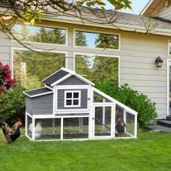 Alternative view of PawHut 69×22 Outdoor Wooden Chicken Coop Hen House with Nesting Box and Run – White