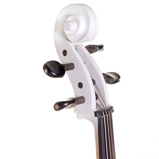 Cecilio CECO-2WH Full Size 4/4 Ebony Electric Silent Pearl White Cello in Style 2 +Soft Case, Bow u0026 Accessories - Image 5