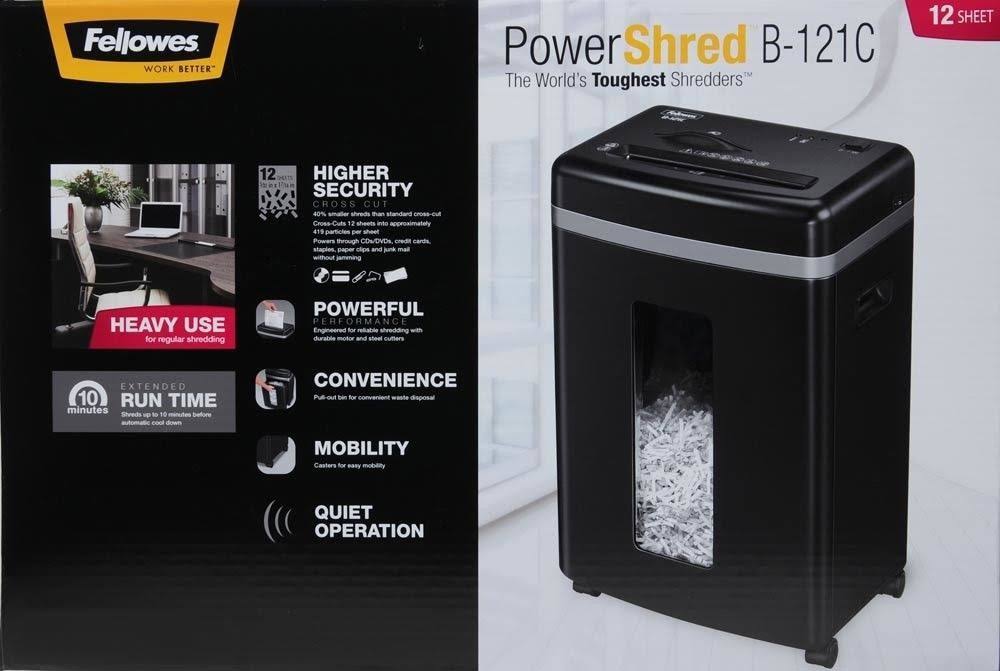 Fellowes Powershred B-121C 12-Sheet Cross-Cut Professional Paper Shredder - Image 5