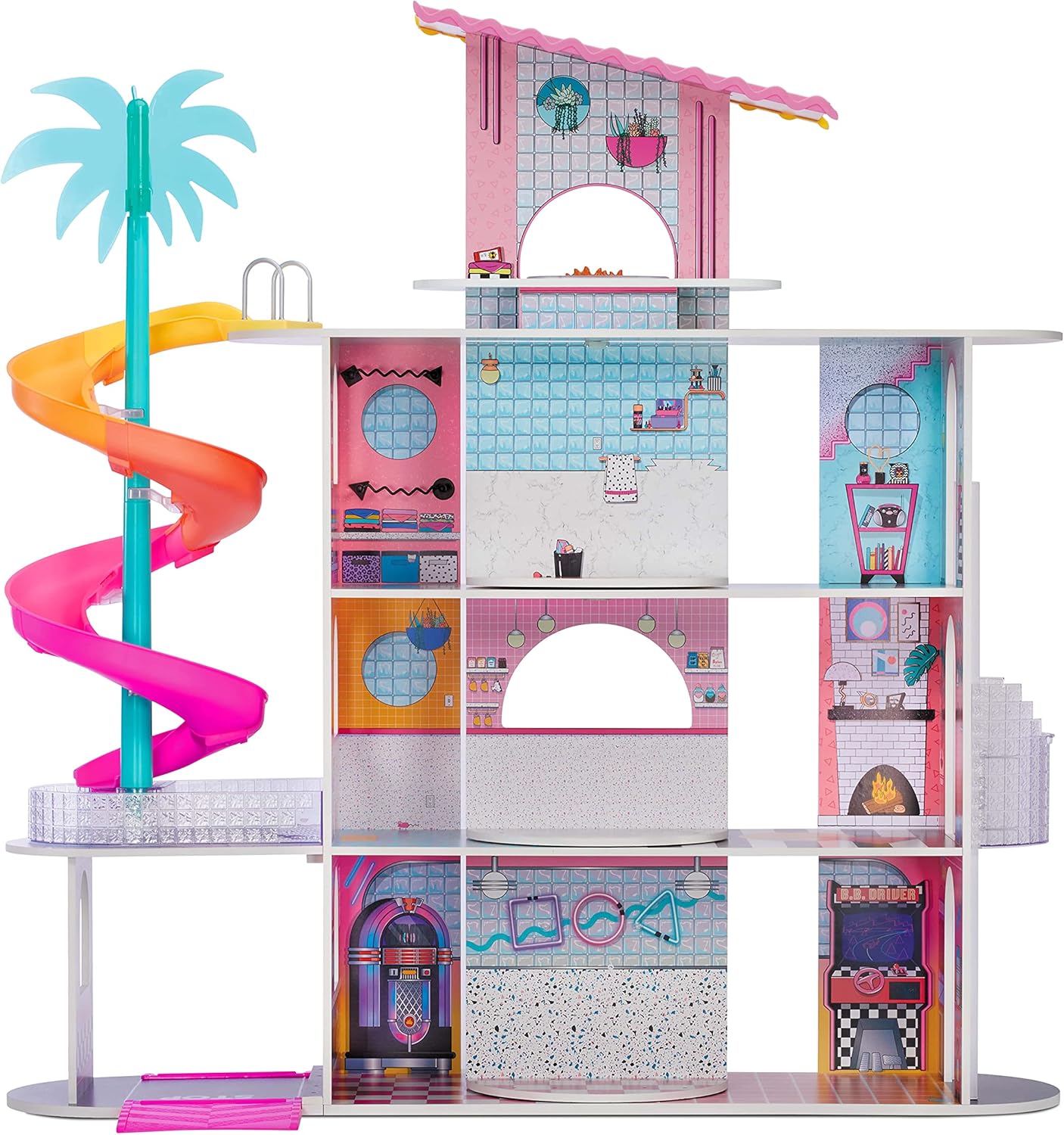 LOL Surprise OMG House of Surprises ?C New Real Wood Dollhouse with 85+ Surprises, 4 Floors, 10 Rooms, Elevator, Spiral Slide, Pool, Movie Theater Drive Thru, Rooftop- Toy Gift for Girls Ages 4 5 6 7+ - Image 3