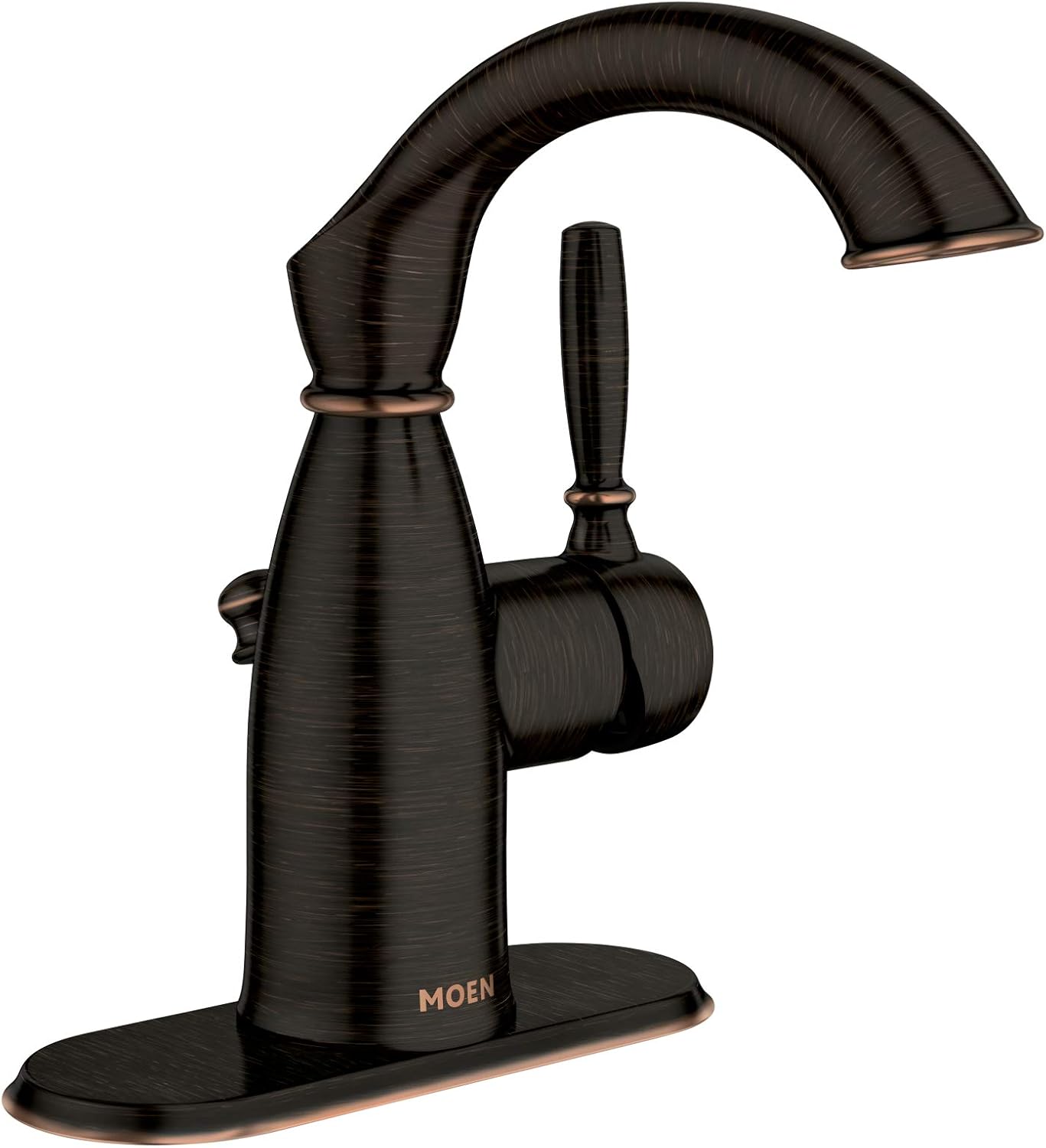 Moen 84144BRB Sarona One-Handle Single Hole Rustic Farmouse Bathroom Sink Faucet with Optional Deckplate, Mediterranean Bronze