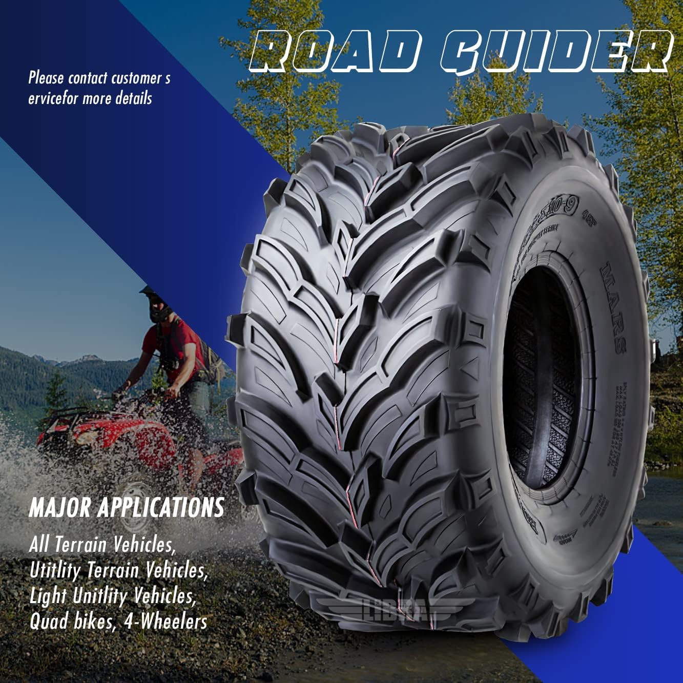 Set 4 Road Guider ATV/UTV Tires 22×7-11 Front & 22×10-9 Rear /6PR 20mm Deep Tread Honda Recon 250 Suzuki Ozark 250 - Image 6
