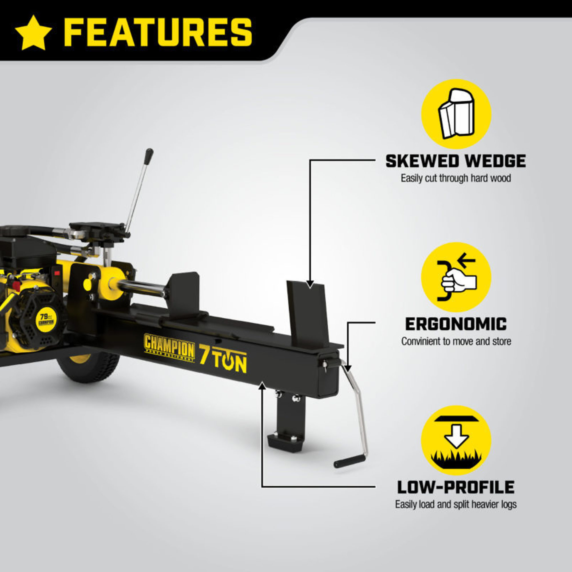 Champion Power Equipment, 7 Ton Log Splitter, Ram Force 7 Tons, Max. Log Diameter 14 in, Max. Log Length 19 in, Model# 90720 - Image 4